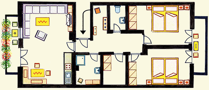 Ferienwohnung Zugspitze: Grundriss Grundriss der Ferienwohnung Zugspitze